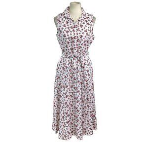 Cynthia Rowley Ivory and Crimson Floral Midi Dress